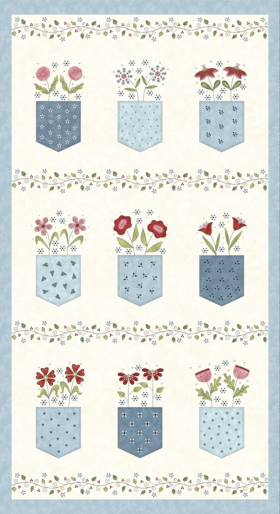 Pocketful of Posies by Henry Glass Fabrics - 3400P-44 - Panel (Cream)