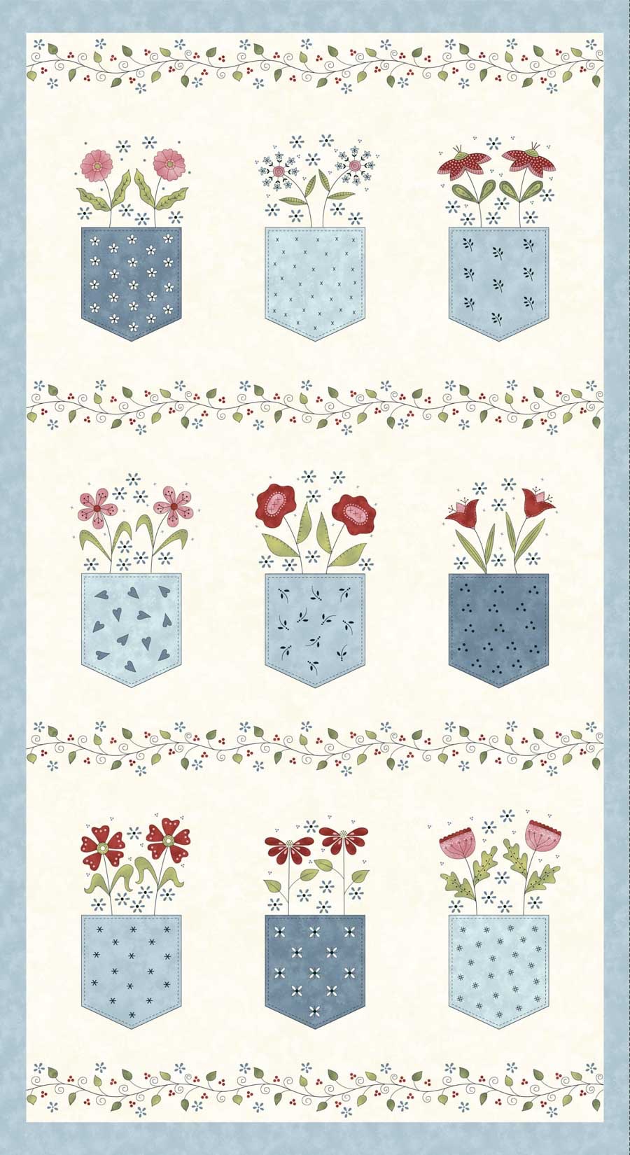 Pocketful of Posies by Henry Glass Fabrics - 3400P-44 - Panel (Cream)
