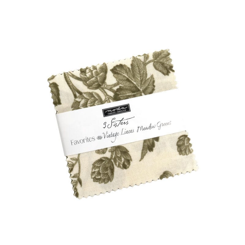 3 Sisters FavoritesVintage Linens Meadow Greens for Moda - Mini Charm MC44362