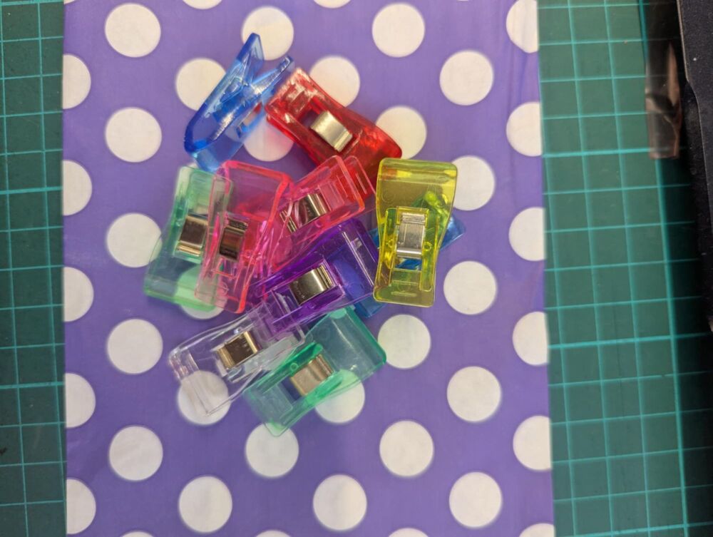 Ten Medium Binding Clips - assorted colours