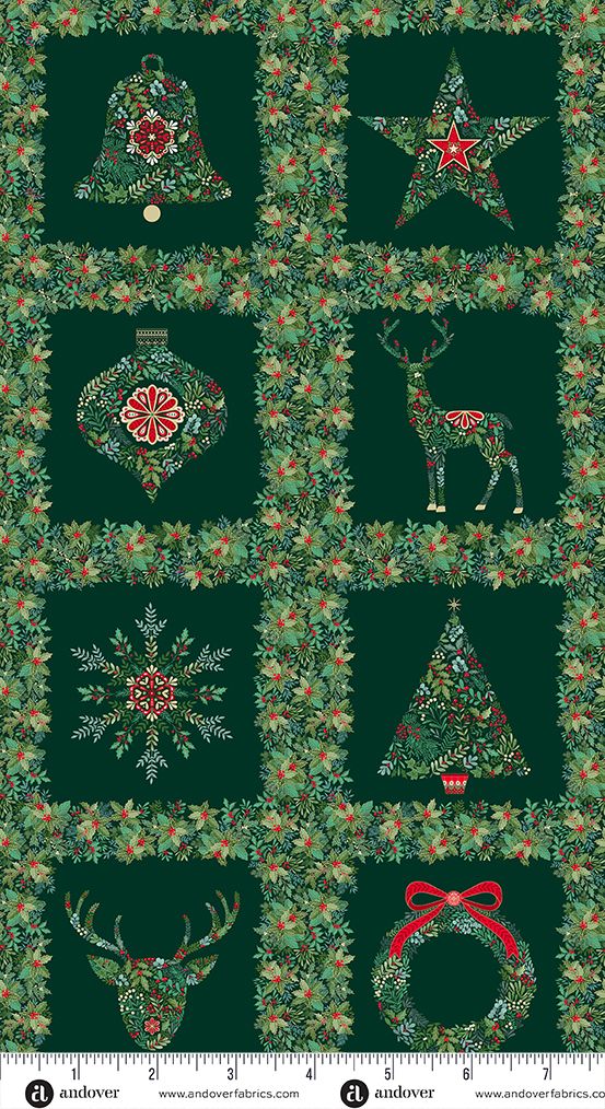 Makower Good Tidings Large Squares Green 111/G