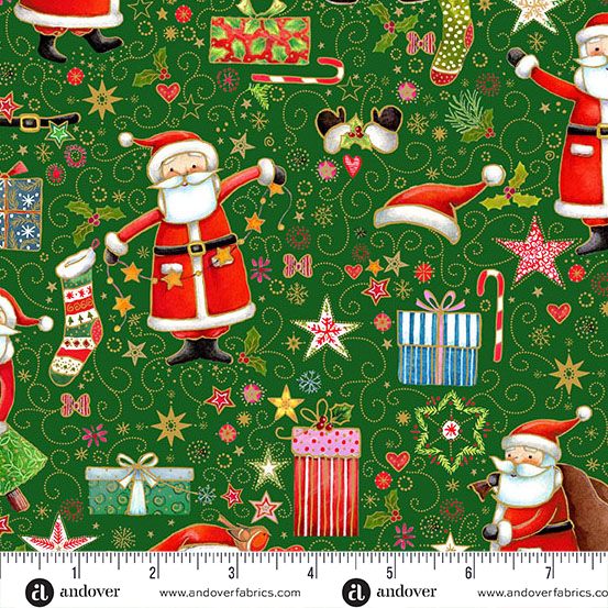 Makower Jolly St Nic Merry Magic Green 118/G