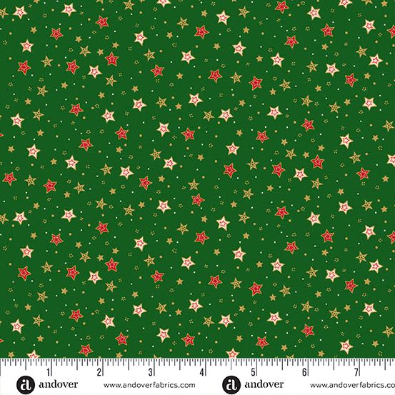 Makower Jolly St Nic Sparkle Green 125/G