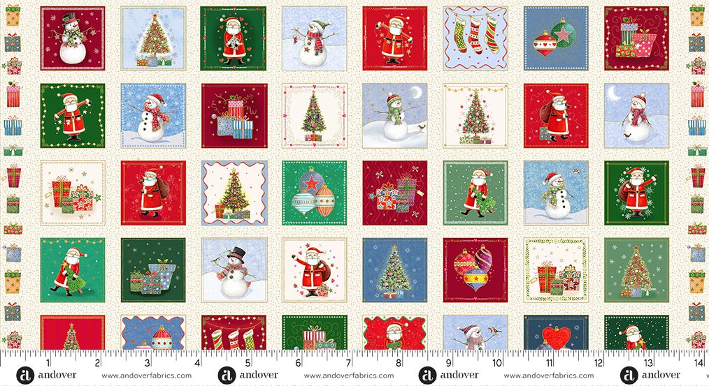 Makower Jolly St Nic 4" Squares 127/1