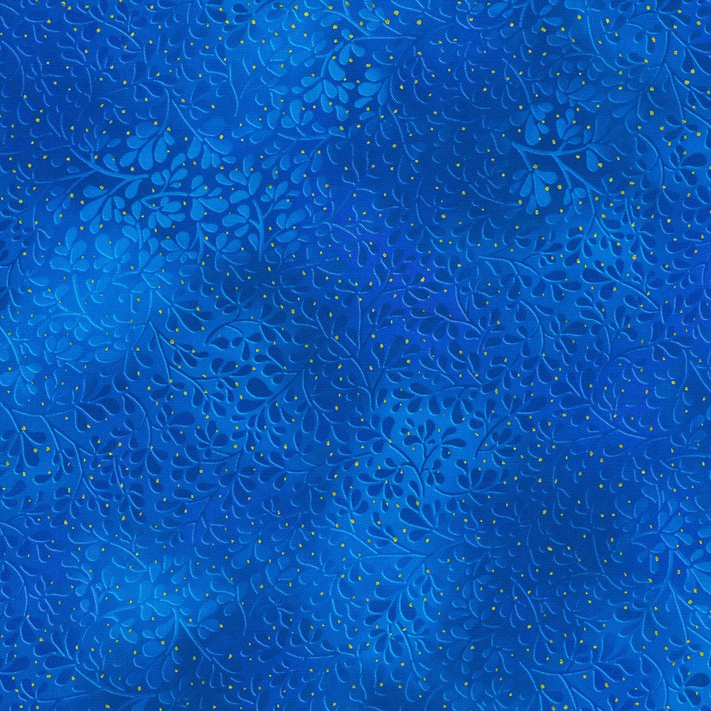 Mixed Metallics by Robert Kaufman SRKDM 23068-72 Cobalt Foliage