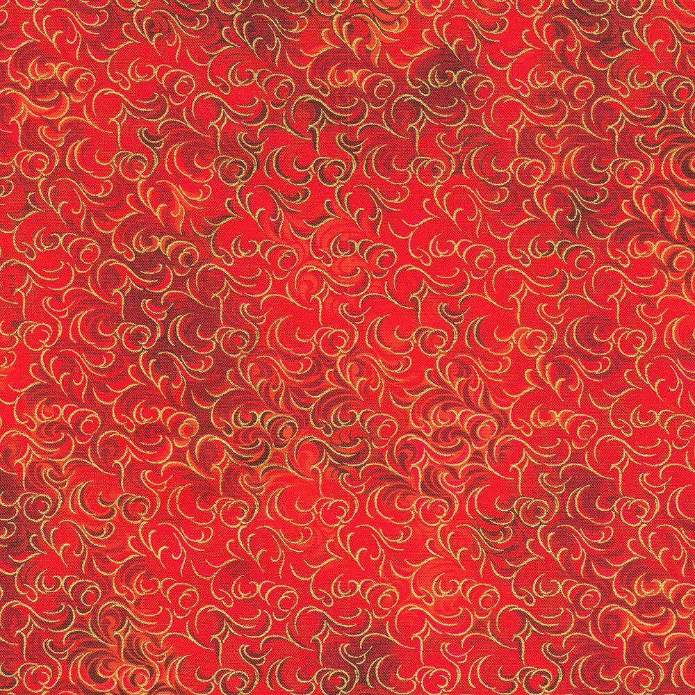 Mixed Metallics by Robert Kaufman SRKDM 23067-693 Scarlet Swirls