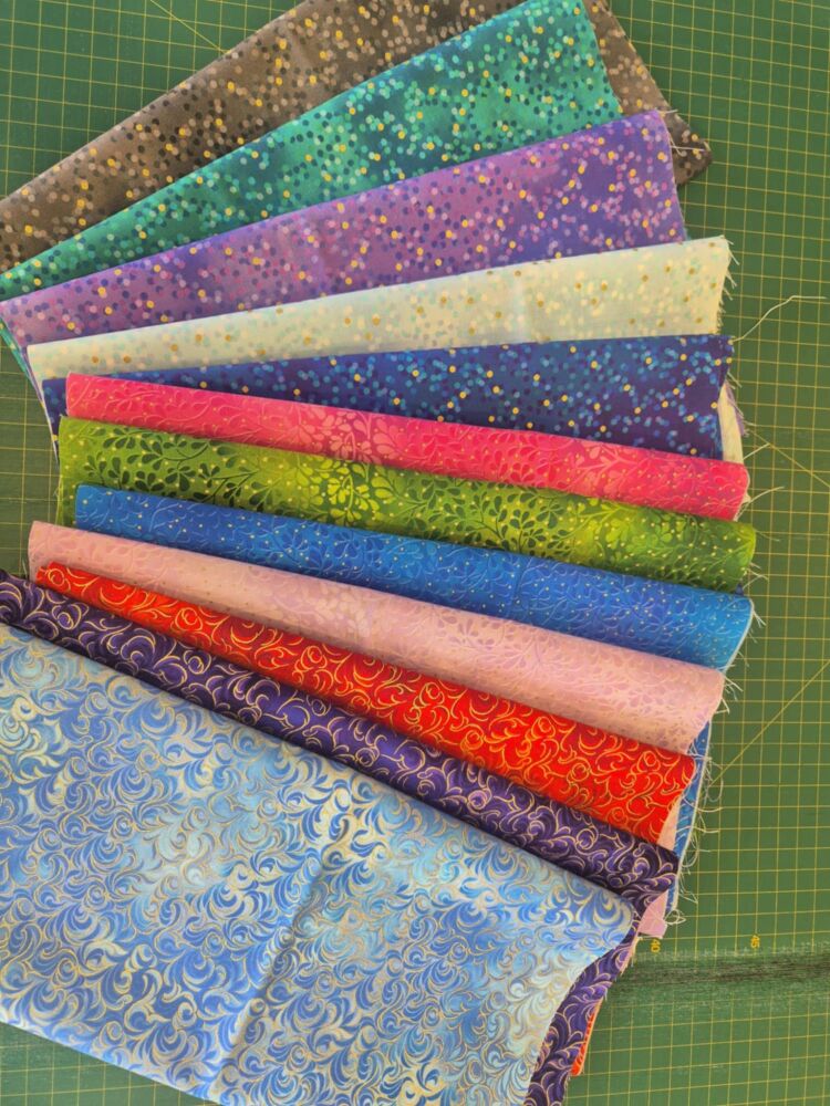 Limited amount! Mixed Metallics by Robert Kaufman Long Quarter Bundle - all 12 fabrics