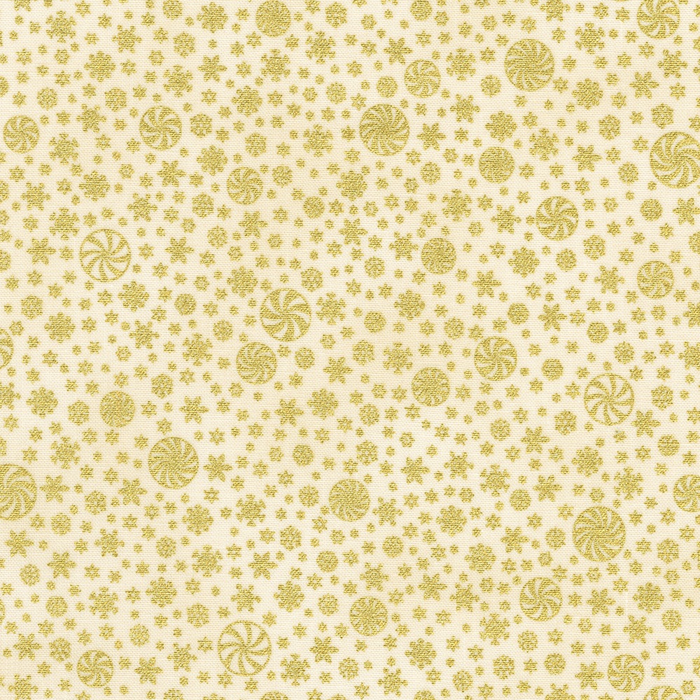 Holiday Flourish Peppermint Twist - Robert Kaufman - 22953-85 Vanilla Gold Stars