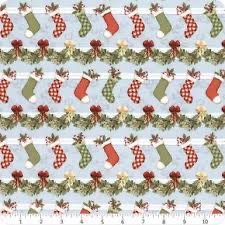 Christmas Village by Rebecca Canale for Studio E - Stockings on Pale Blue 8306 11