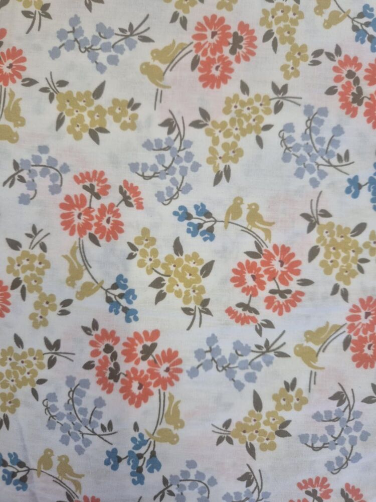 Sew Cool 60" floral on ivory orange/mustard/blue