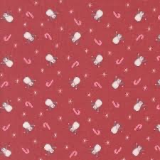 A Very Sweet Christmas by Bunny Hill Designs for Moda - 3062 12 - Penguins on poinsettia red