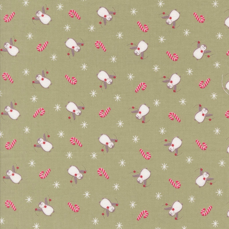 A Very Sweet Christmas by Bunny Hill Designs for Moda - 3062 18 - Penguins on Pine Green