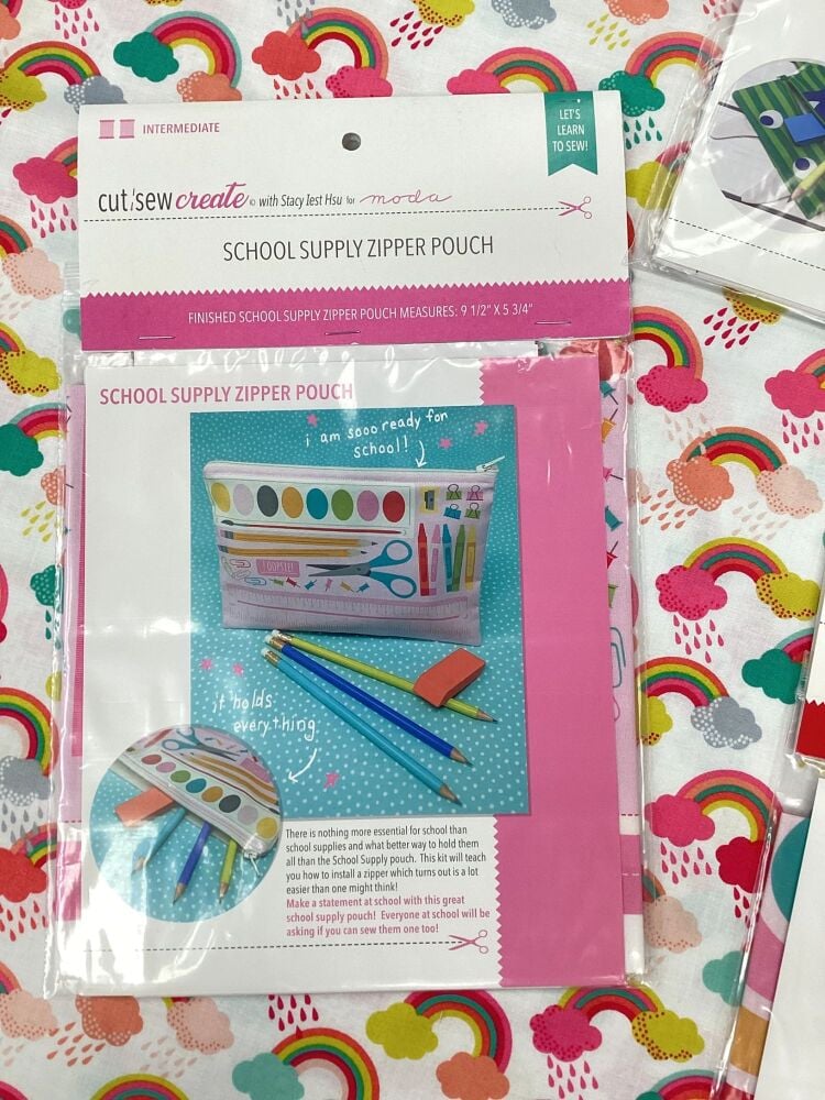 Cut Sew Create School Supply zipper pouch panel