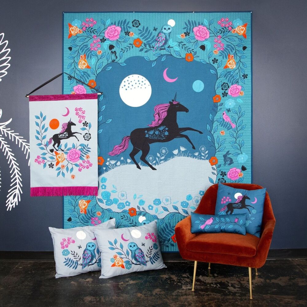 Ruby Star Magic Unicorn Panel by Sarah Watts