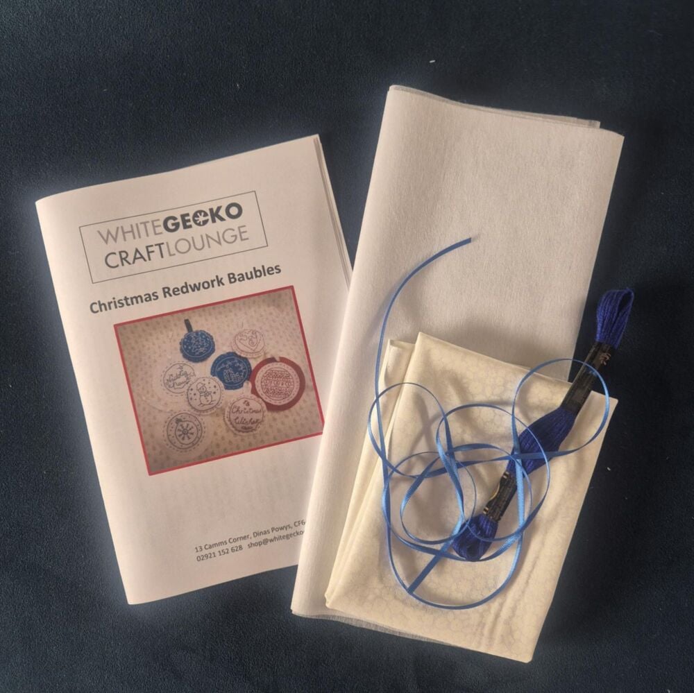 Christmas Redwork Bauble Kit - BLUE