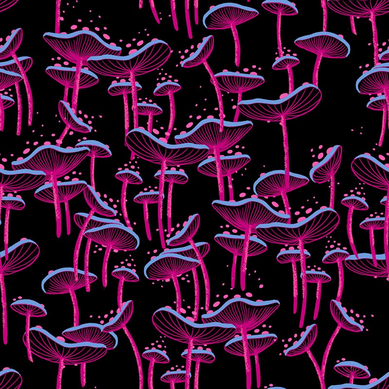 Glow Garden by Sarah Watts of Ruby Star Society - 2115 17 Fungi in Black