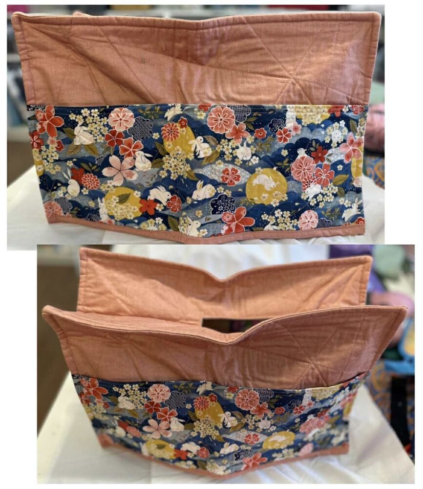 Sewing Machine Cover in Mid Brown & Floral fabric