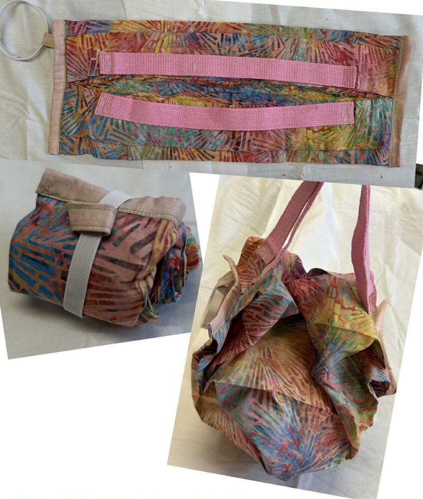 Fold away Shopping Bag in Mulit coloured Pink Batiks