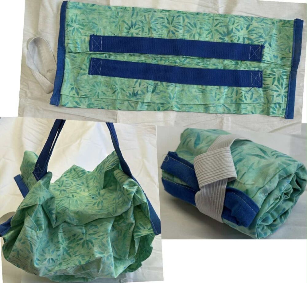 Fold away Shopping Bag in Mulit coloured Green Batiks