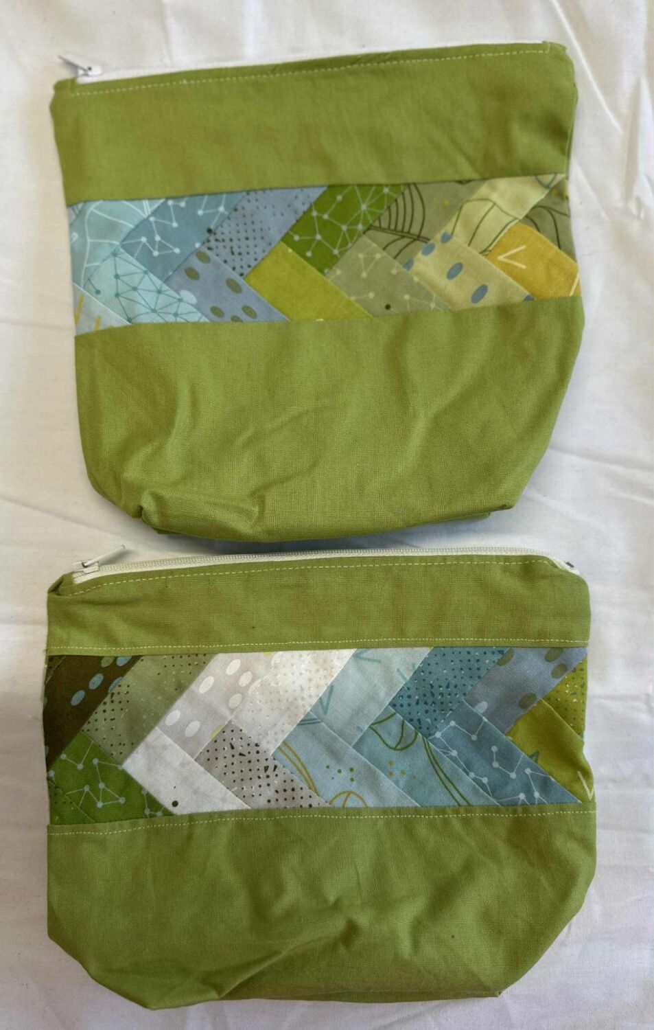 Braided Pouch in 2 sizes in Green Fabric