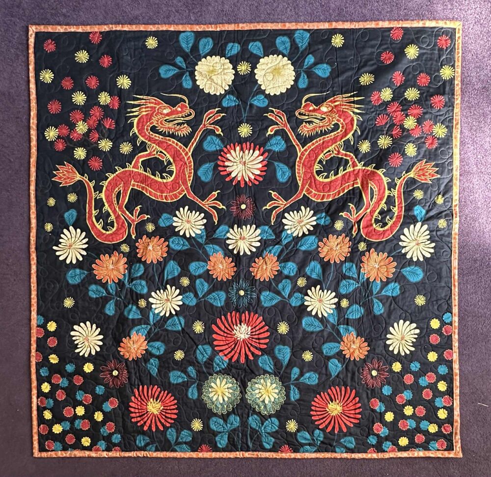 Finished Quilt - Dragon fabric 56" x 56"