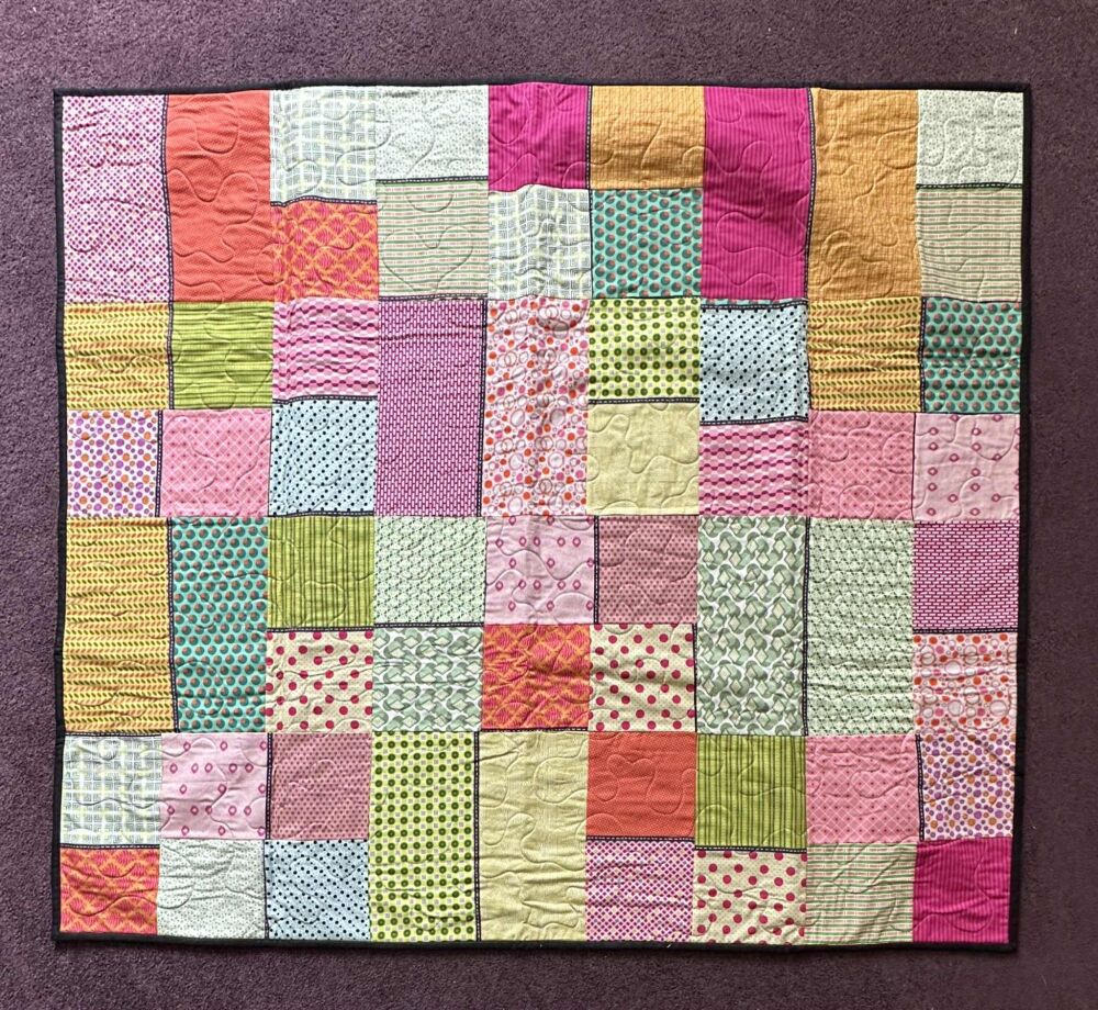 Finished Quilt in Mixed Bag of Bonbons fabric - 40" x 44"