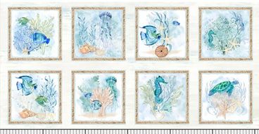 P& B textiles Sea whispers Panel - 8 x 9 1/2" x 9 1/2" squares