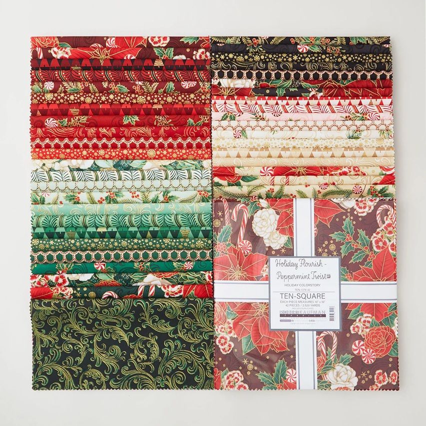 Holiday Flourish Peppermint Twist - Robert Kaufman -1379-42 Layer Cake