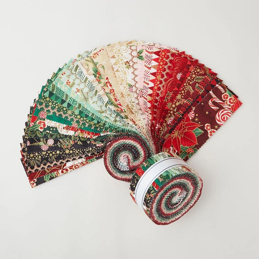 Holiday Flourish Peppermint Twist - Robert Kaufman -1314-40 rollup (jelly Roll)