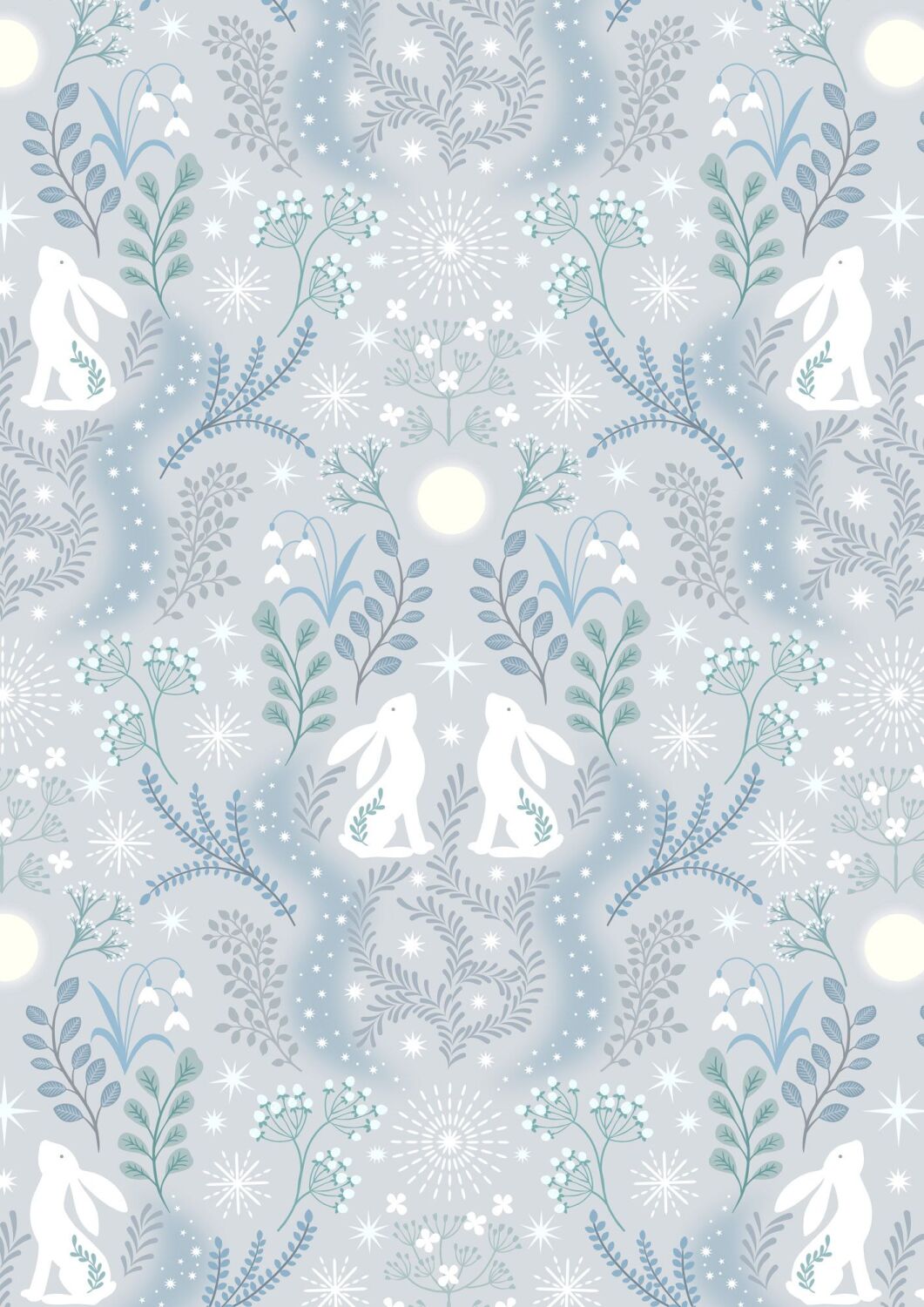 A Winter's Moon Winter hare on light silver with pearl - A947A