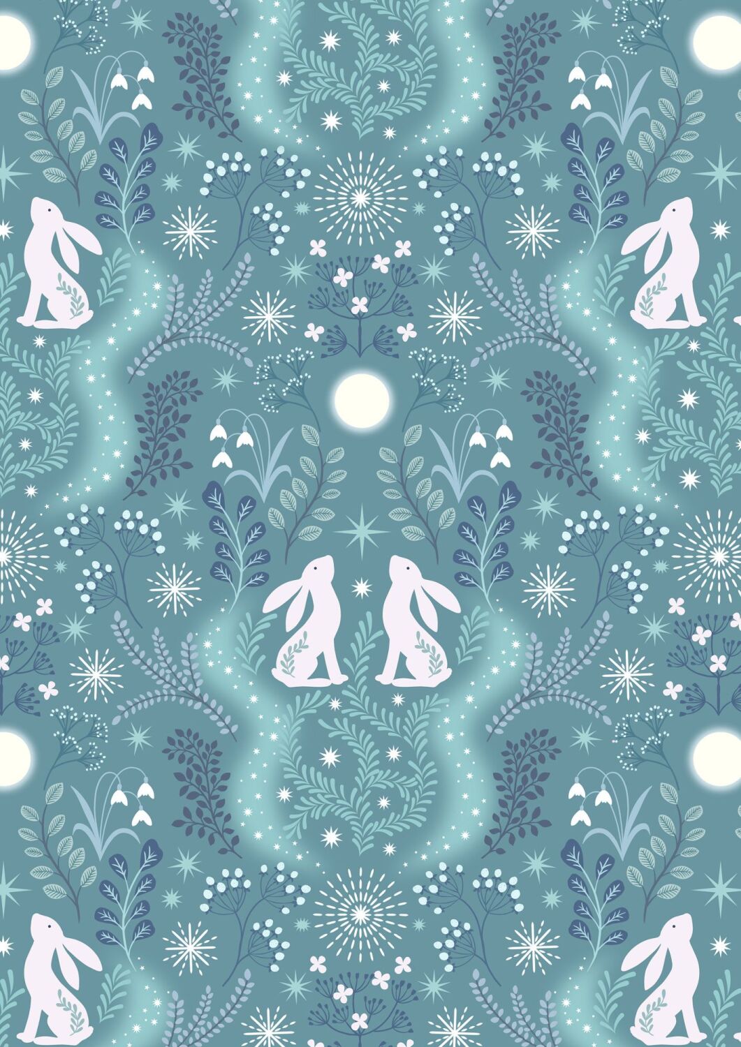 A Winter's Moon Winter hare on iced aqua with pearl - A947B