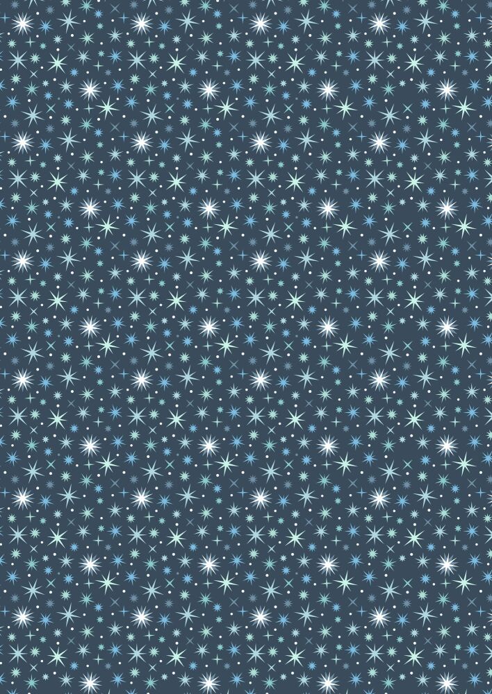A Winter's Moon Twinkling stars on midnight blue with pearl - A948C