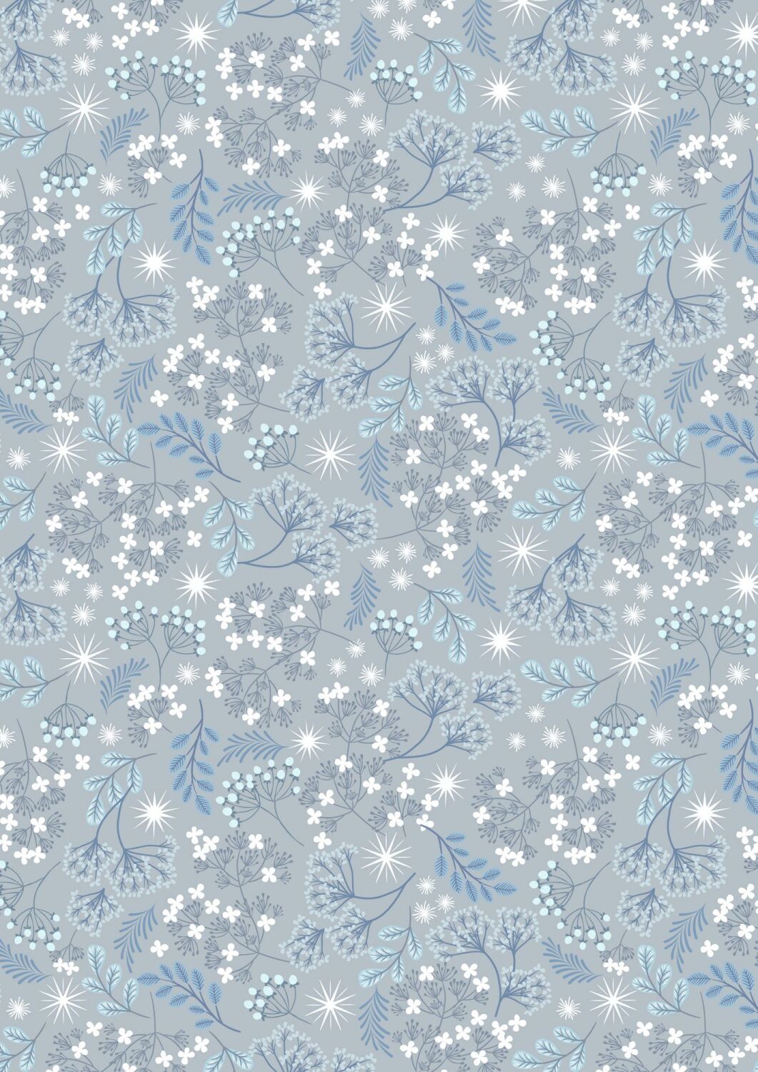 A Winter's Moon Frosted foliage on grey with pearl - A949A