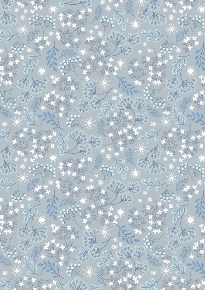 A Winter's Moon Frosted foliage on grey with pearl - A949A