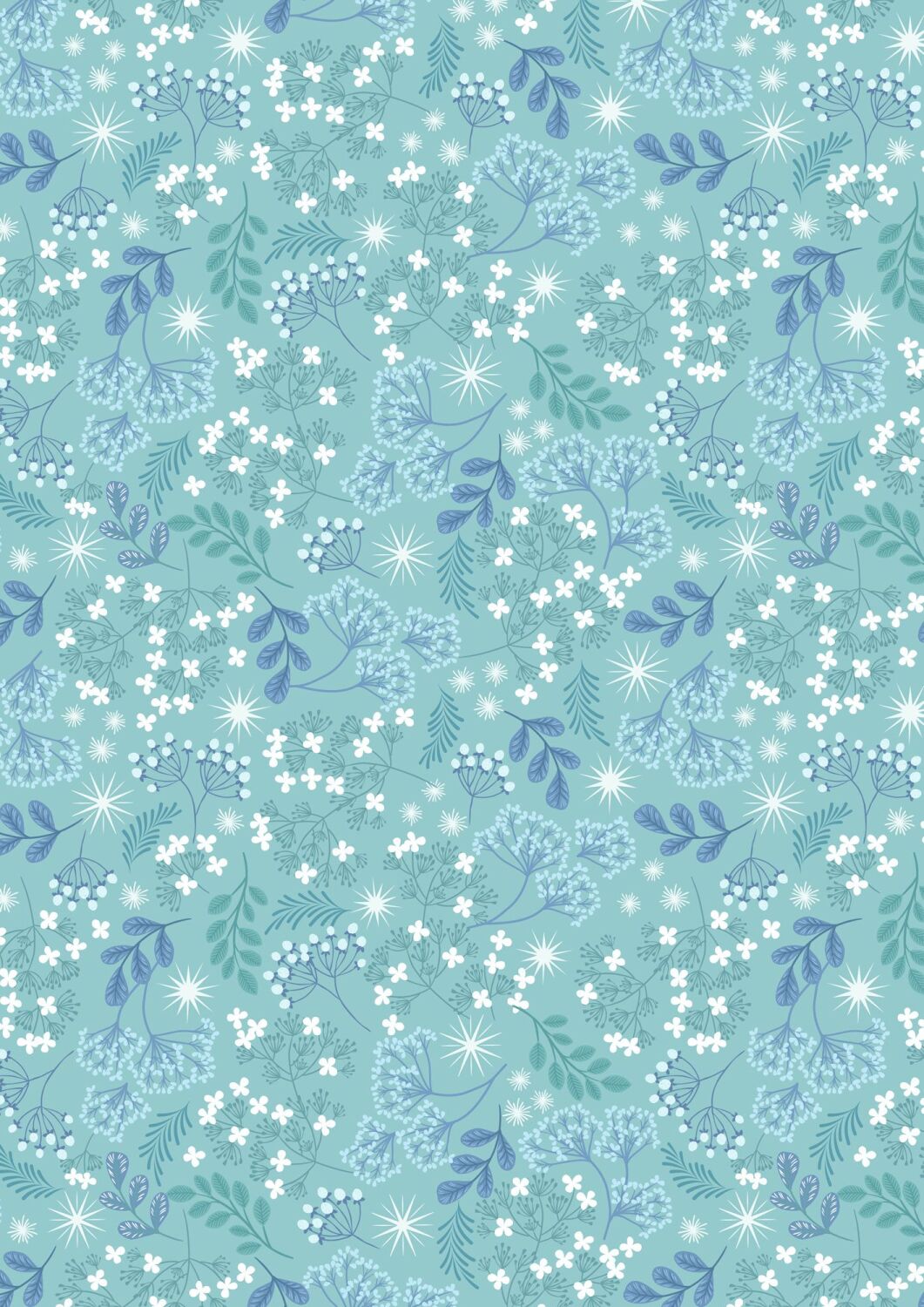 A Winter's Moon Frosted foliage on light aqua with pearl - A949B