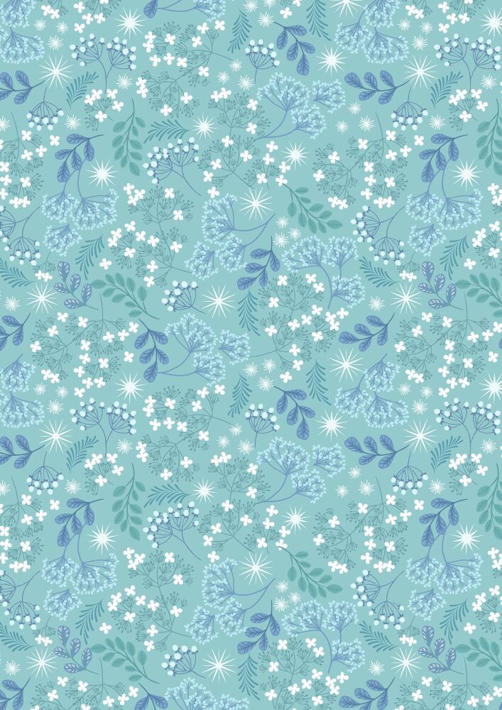 A Winter's Moon Frosted foliage on light aqua with pearl - A949B