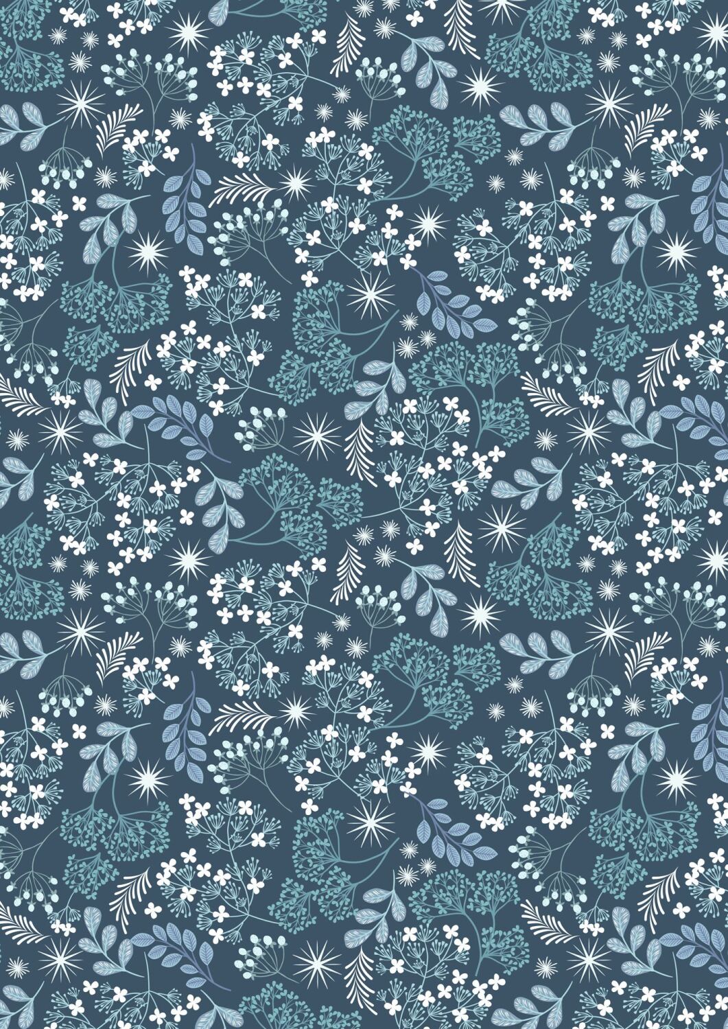 A Winter's Moon Frosted foliage on winter skies blue with pearl - A949C