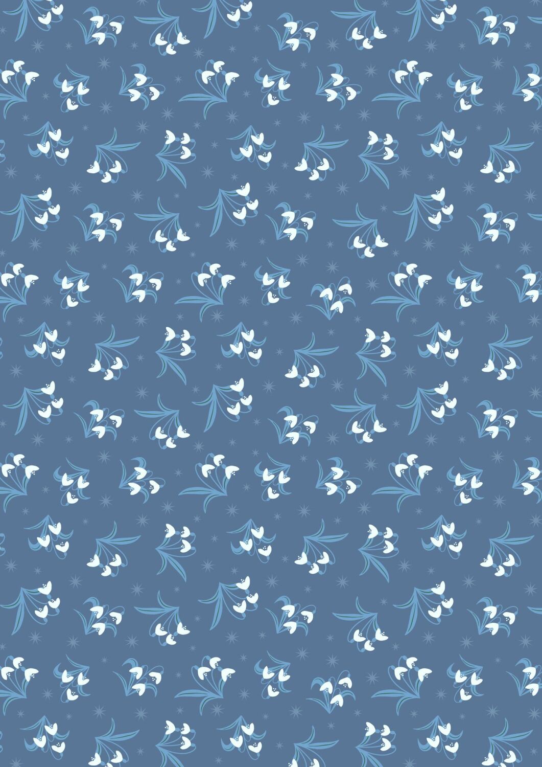 A Winter's Moon Snowdrops on twilight blue with pearl - A951C