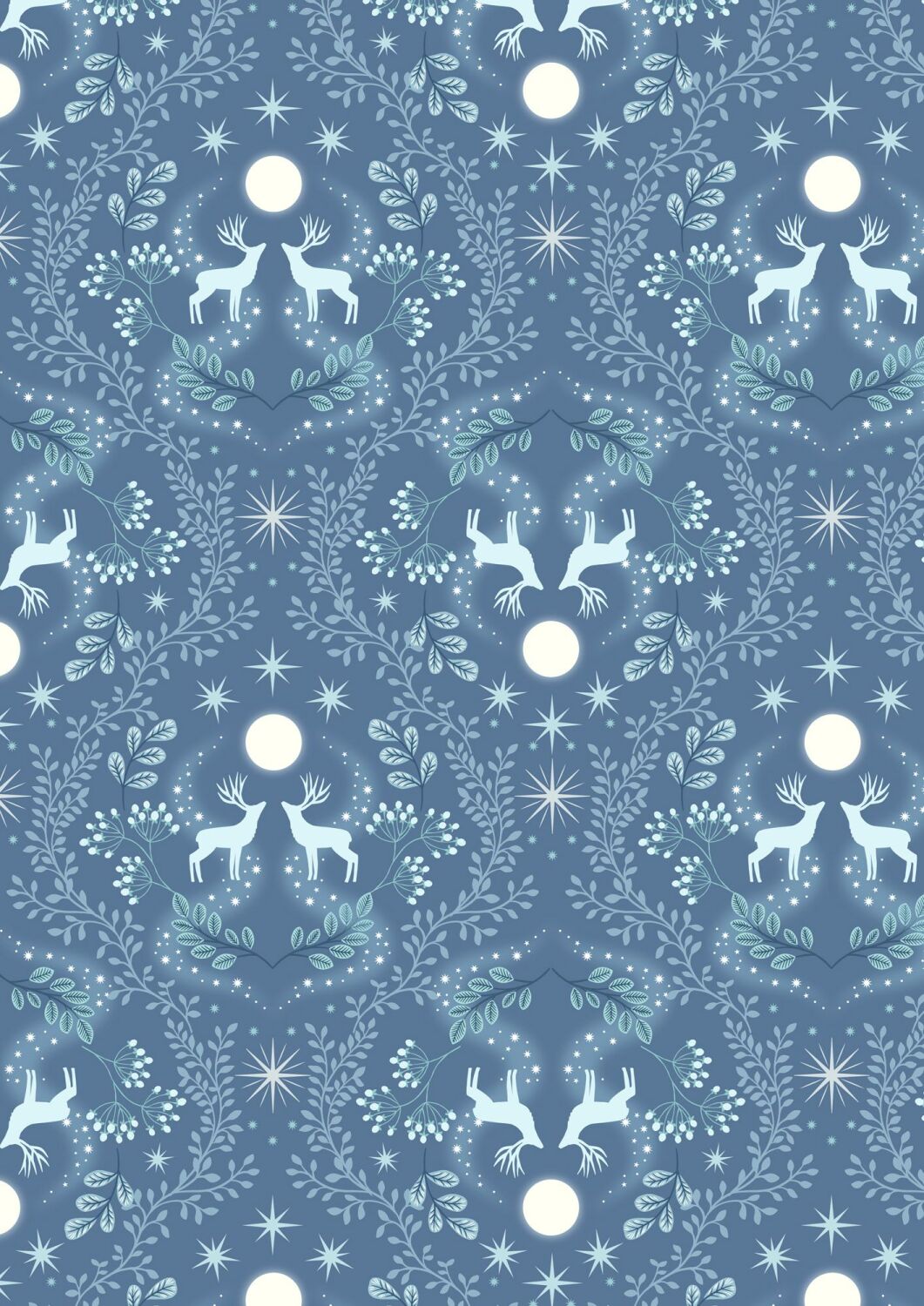 A Winter's Moon Winters moon stag on mid blue with pearl - A952B