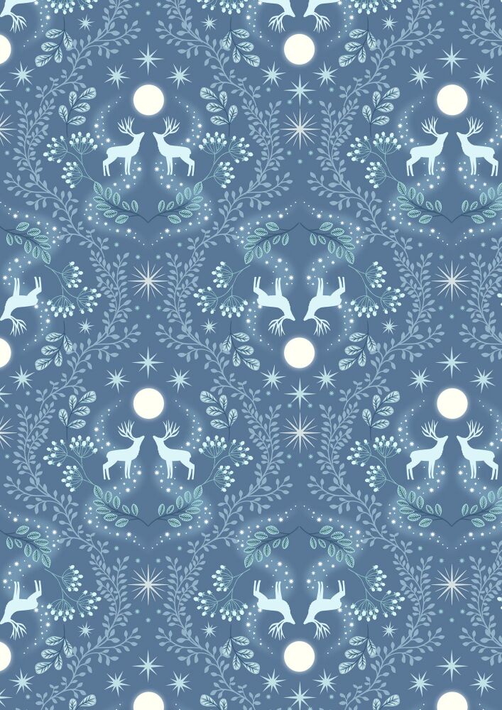 A Winter's Moon Winters moon stag on mid blue with pearl - A952B