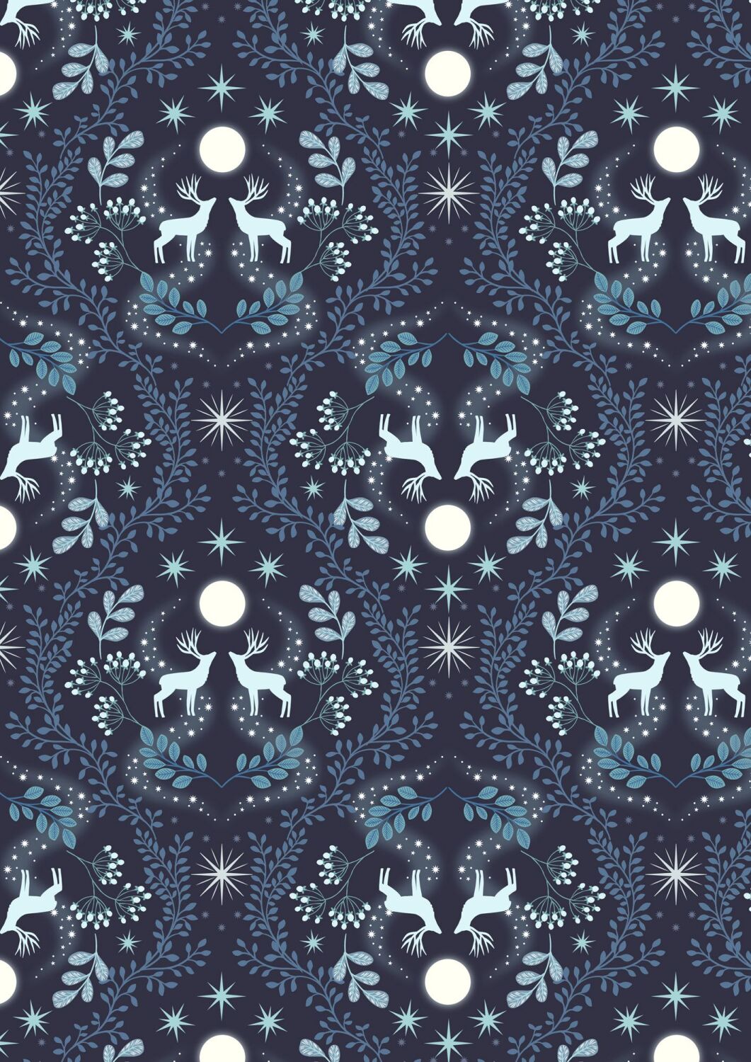 A Winter's Moon Winters moon stag on midnight blue with pearl - A952C