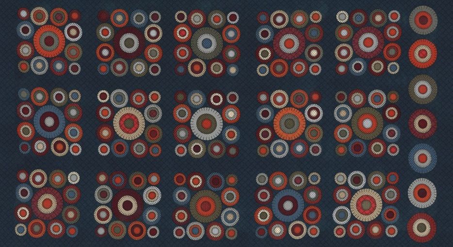 Prairie Gatherings Flannel for Moda 49319 16F panel indigo