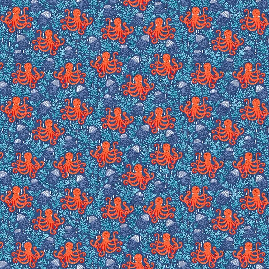 Makower Deep Blue Sea Octopus Dark blue 140/B8