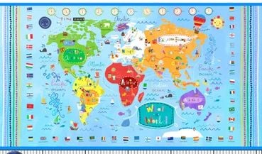 What a World by Jill Macdonald for P&B Textiles World Map 05978PA