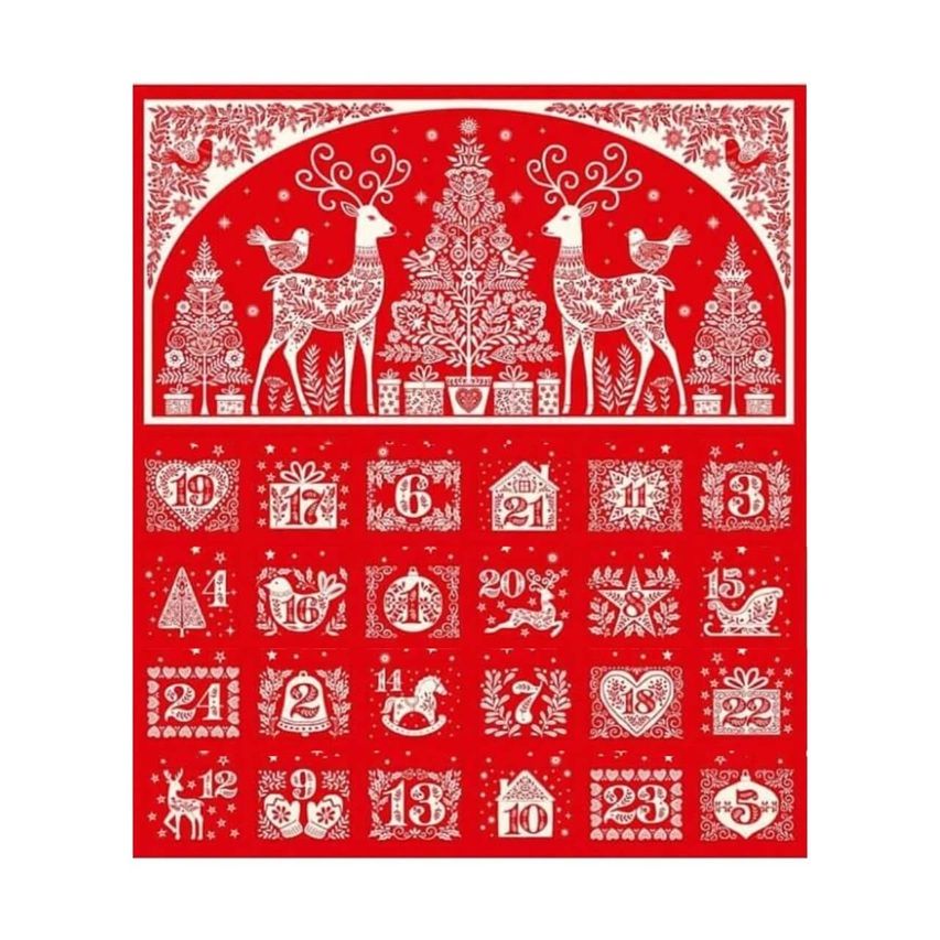 Makower Scandi Advent Calendar 128/1 fold up pocket design
