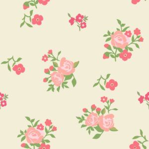 Freddie's Flowers by Fin Fabrics 250306-15 pink flowers on cream