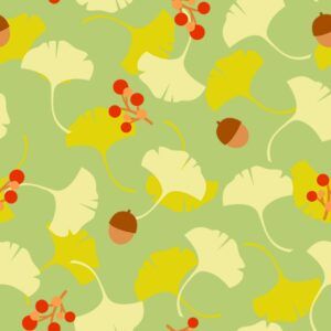 Freddie's Flowers by Fin Fabrics 250306-11 leaves & acorns on green