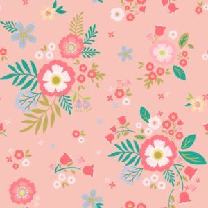Freddie's Flowers by Fin Fabrics 250306-02 floral on pink