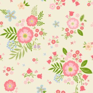 Freddie's Flowers by Fin Fabrics 250306-01 floral on cream