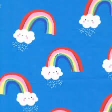 Whatever the Weather by Paper & Cloth for Moda 25145-13 Blue with rainbows